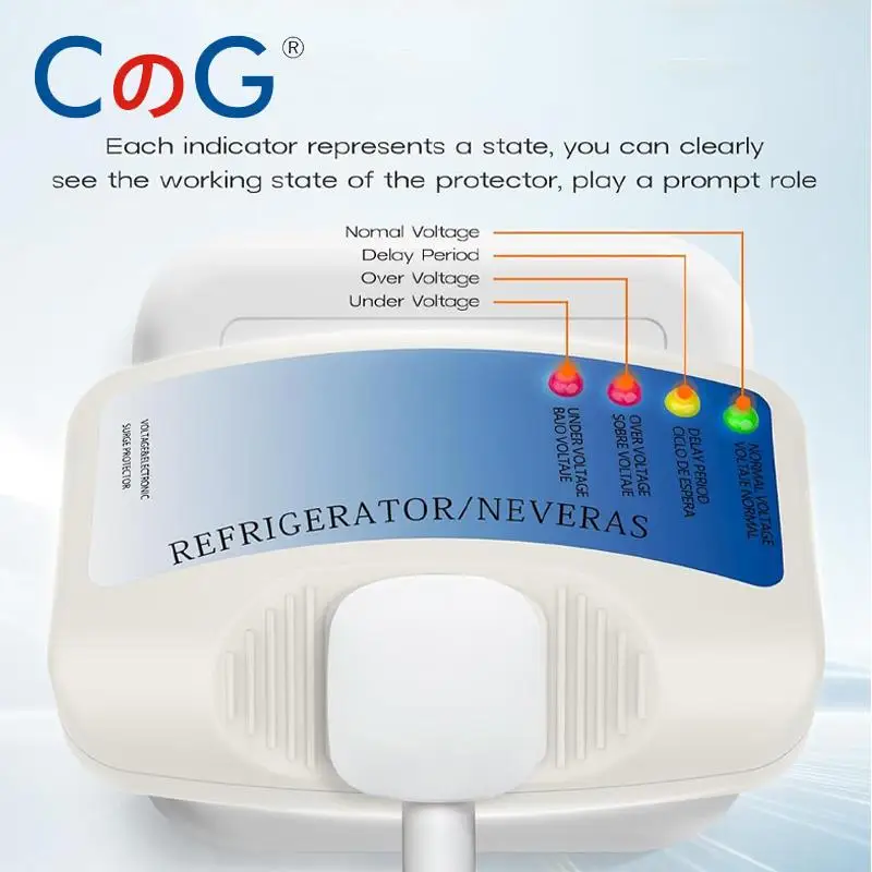 CG Single Outlet Refrigerator Power Surge Protector 120VAC 10A Voltage Brownouts Plug Outlet for Fridge TV Air Conditioners