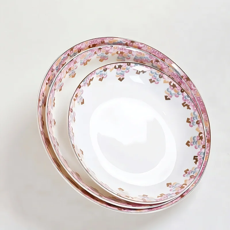 3pcs, 7+7.5+8inch, bone china plates dinner sets, porcelain serving dishes, ceramic chafing dishes, kitchen utensils sets plates