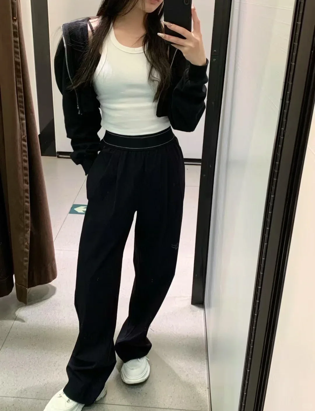 Summer slimming pants, quick drying sports pants, elastic waist woven wide leg pants, loose pants, casual lightweight high waist image 2