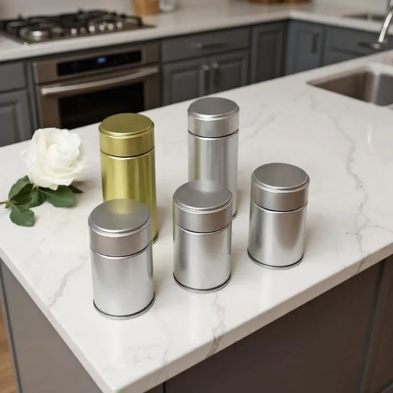 Airtight Tinplate Tea Canister Storage Container For Leaf Tea Bags Matcha Powder Sealed Pantry Organizer Kitchen Tea