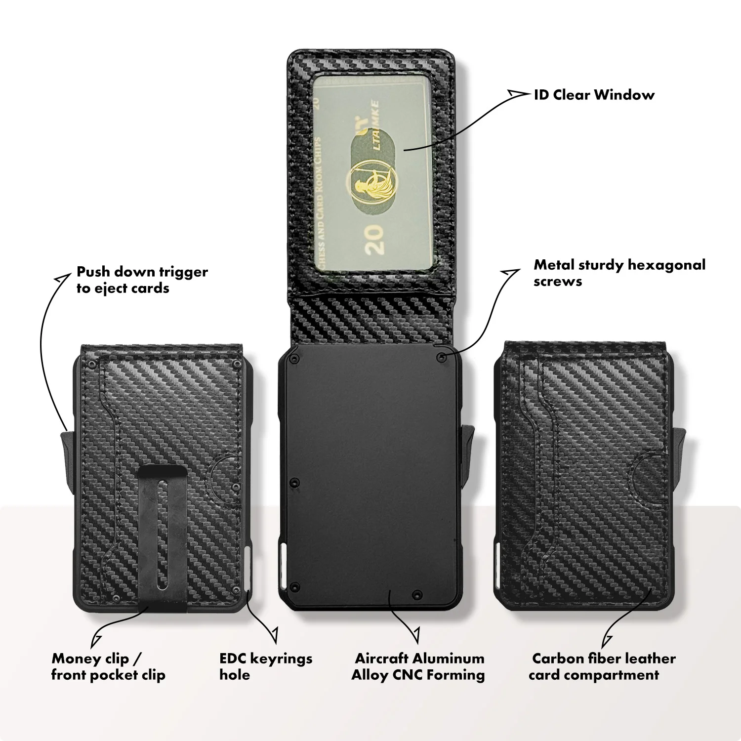 Wallet for Men, Minimalist Slim Mens Wallet with Money Clip, RFID Blocking Smart Pop Up Card Wallet , Metal Credit Card Holder
