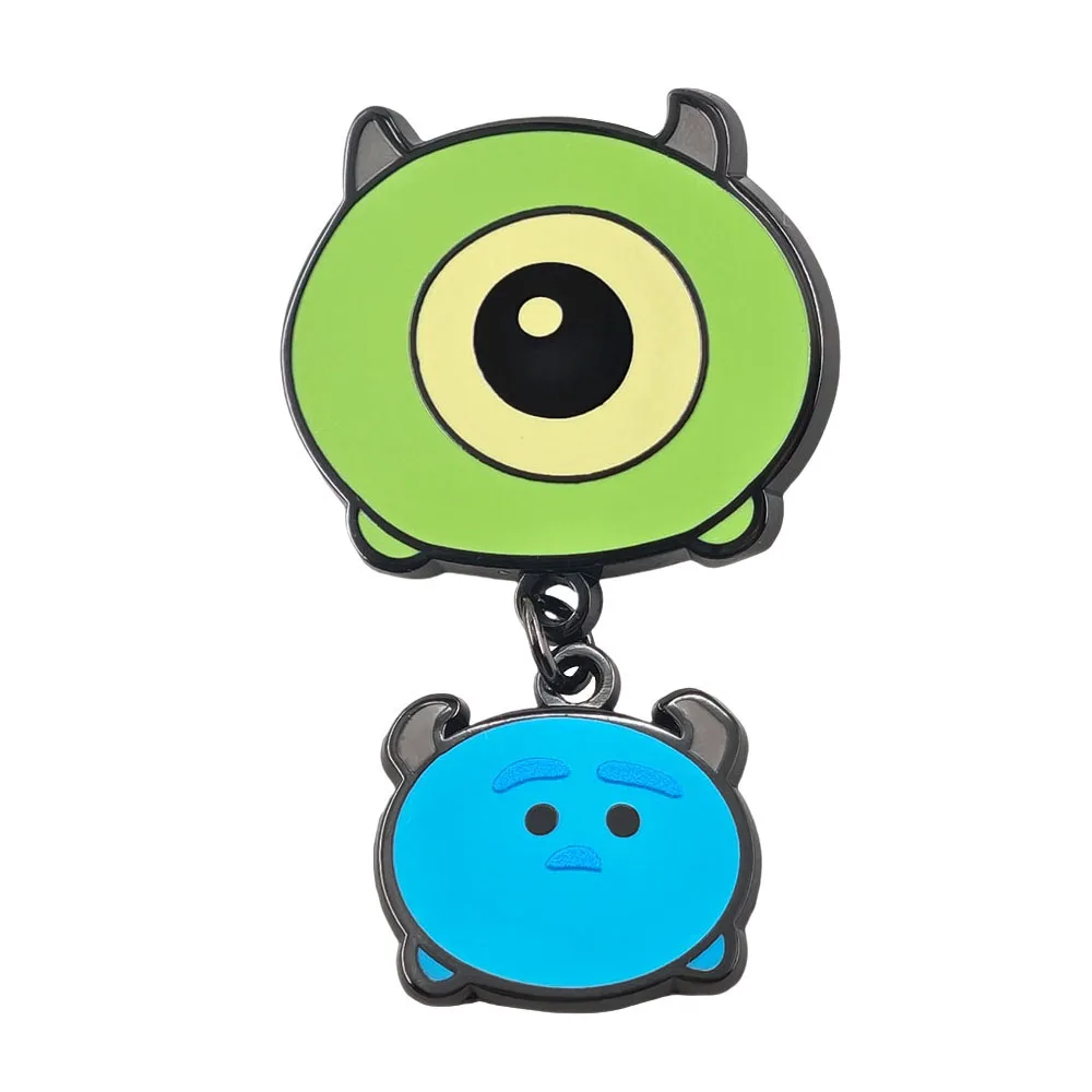 Cute Classic Animated Films Enamel Pins Funny Mike Wazowski Sulley Brooches Anime Peripheral Metal Badges Backpack Lapel Pin