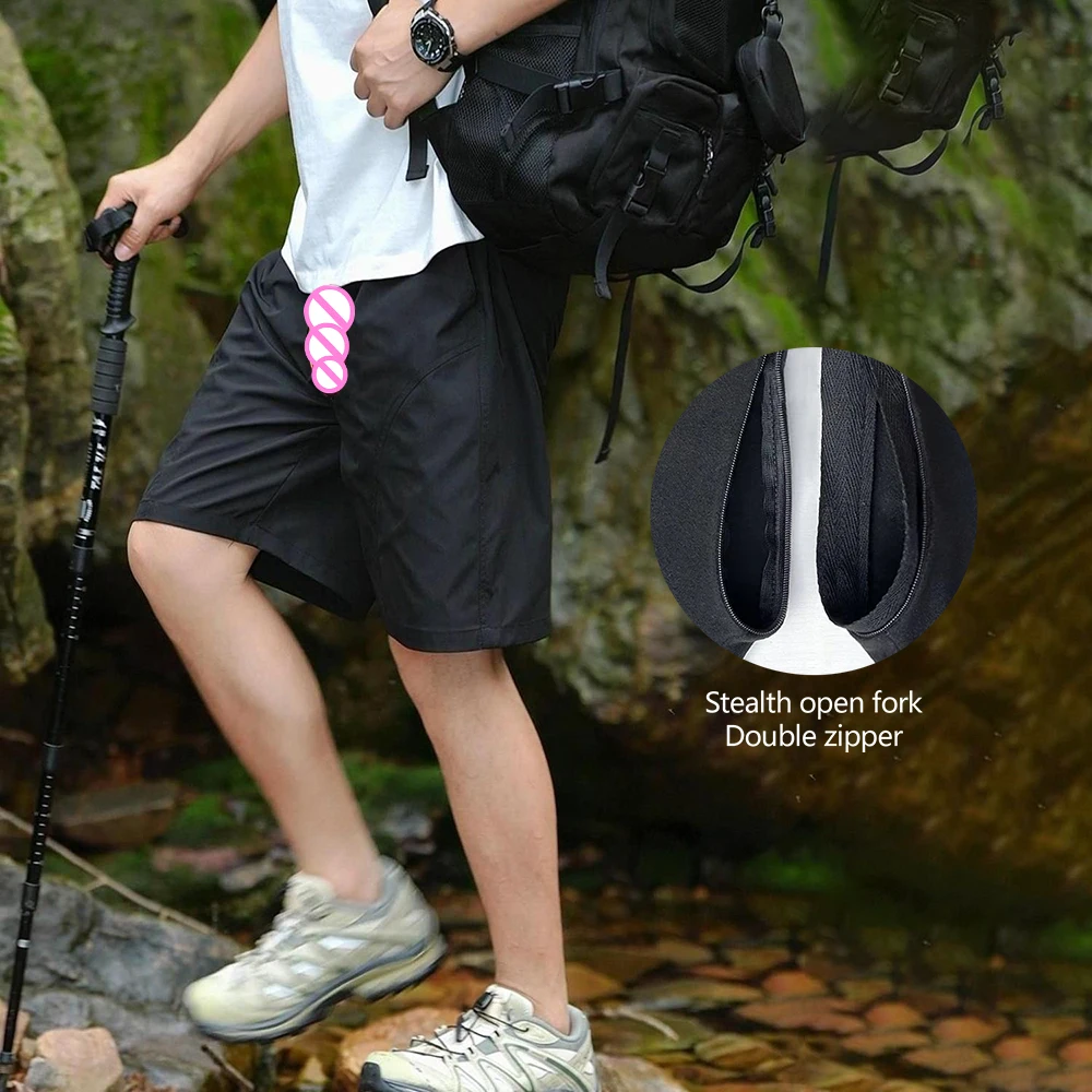 

Невидимые открытые промежности, уличные сексуальные свободные эластичные брюки с пятью точками, модные универсальные повседневные шорты, мужские износостойкие летние шорты