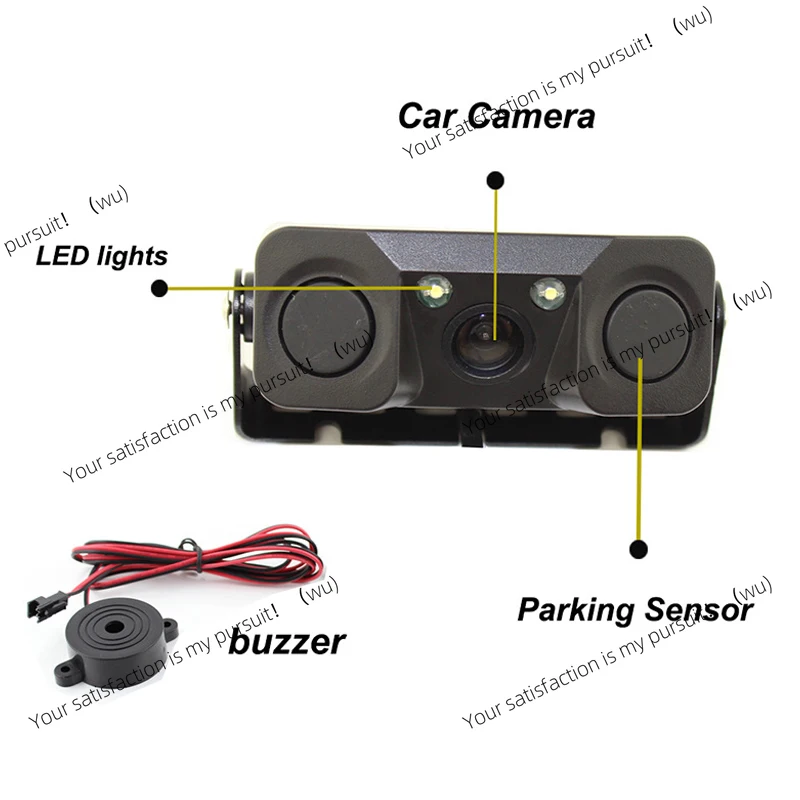 HD CCD Car Rear View Camera 3 in 1 Parking   Detector Sensor Night Vision LED