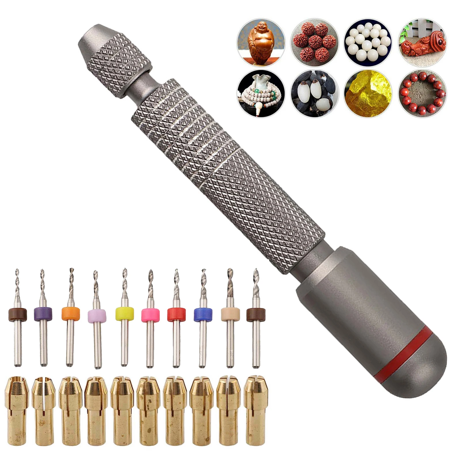 21pcs Precision Hand Drill Bit Set With Chuck Hand Drill Dual Bearing Round Tail For Assembly Model Hobby Making DIY Tools