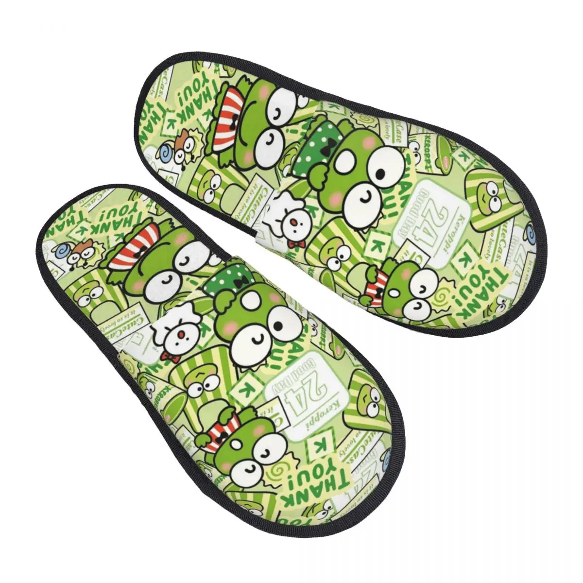 

Custom KeroKeroKeroppi Cartoon Soft Memory Foam House Slippers Women Cozy Warm Anti-skid Sole Slipper