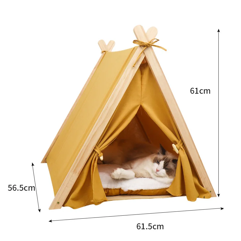 

Summer-Breathable-Single-Layer-Outdoor Dog Portable Folding Wooden Pet Tent Cave Cat House Tunnel