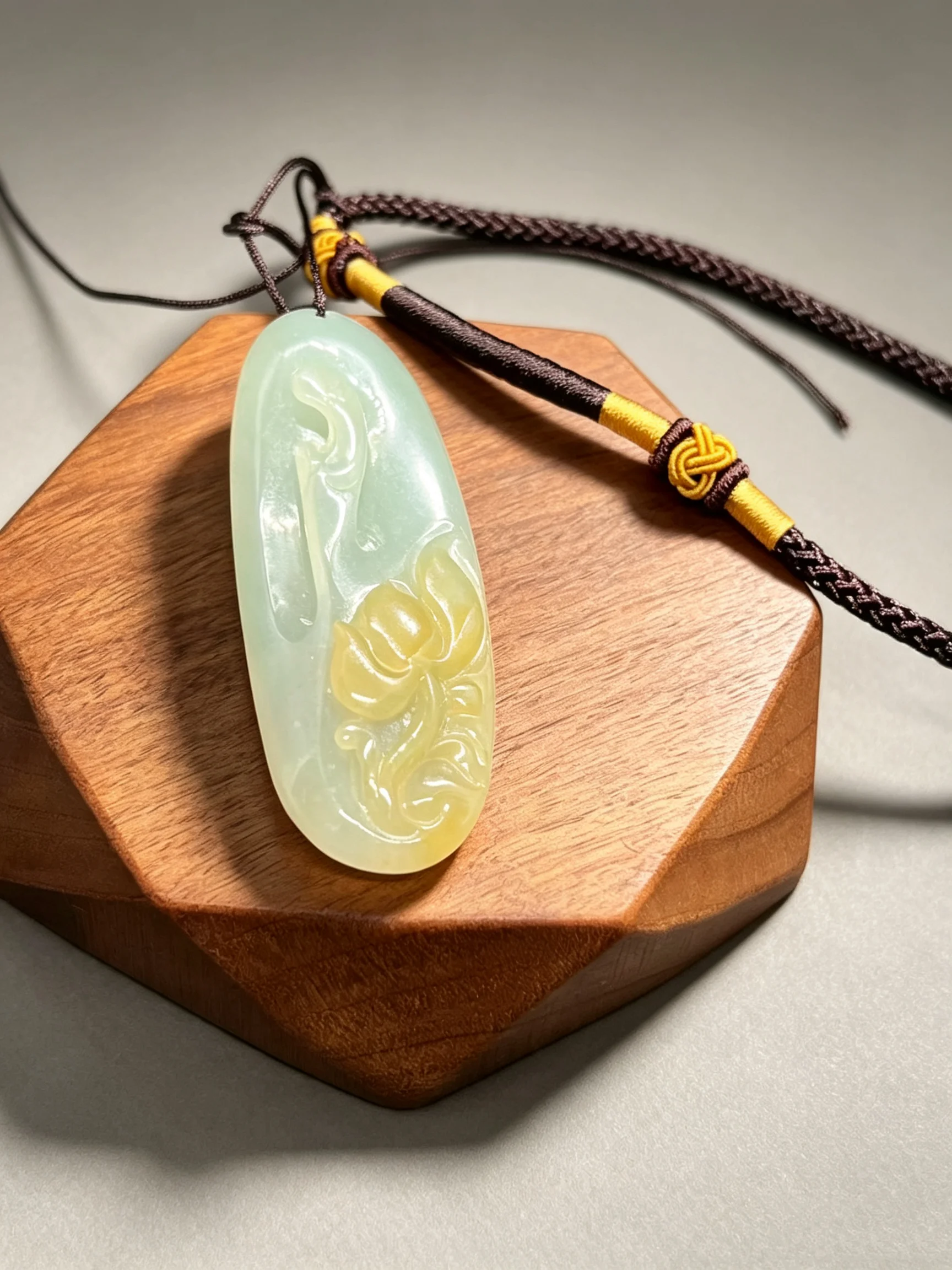 Jade Lotus Pendant Accessories Necklace Chinese Amulets Carved Charm Designer yellow Jewelry Talismans Natural Gift Gemstones