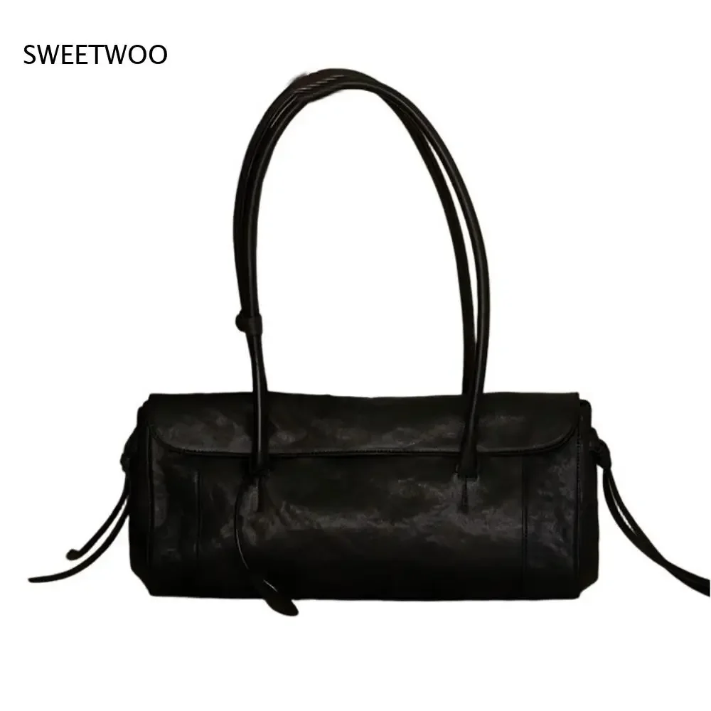 Casual Leather Handbag with Fold Over Design Drawstring Details and Spacious Interior for Office Wear 2026