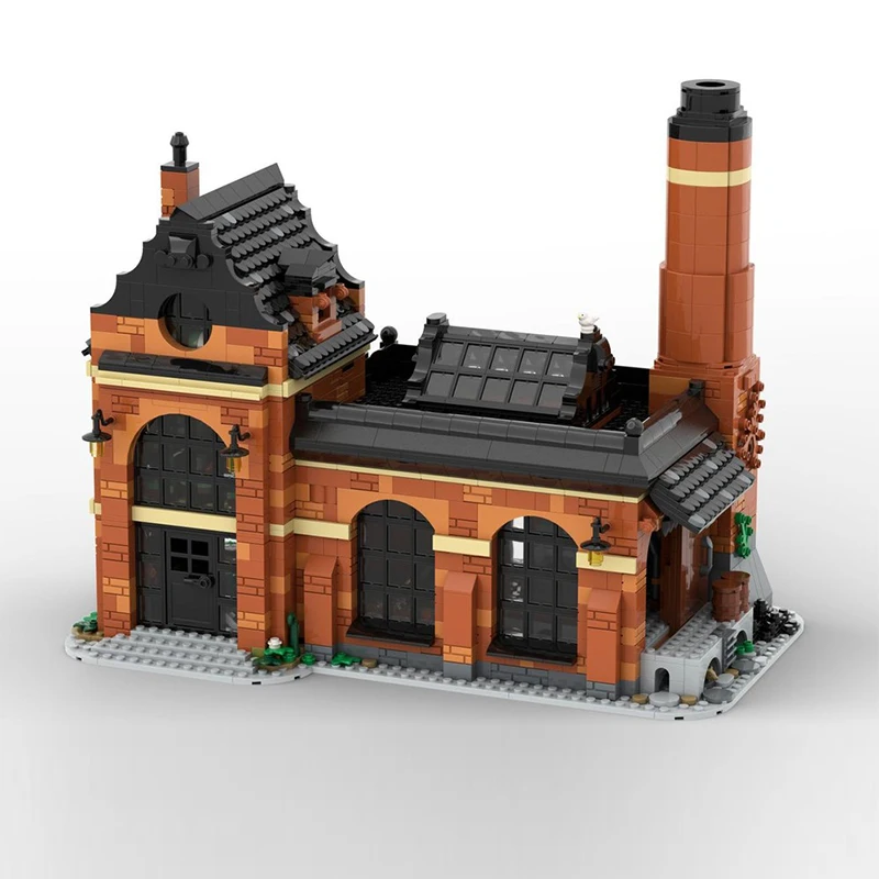 City Street View Model MOC Building Bricks Glass Work Factory Modular Technology Children Holiday Gifts Assemble Toys Suit