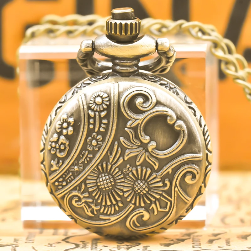Bronze Delicate Compact Love Spider Web Clamshell Pocket Watch Necklace Small Pocket Watch Gift Pocket Cheap Children's Toys