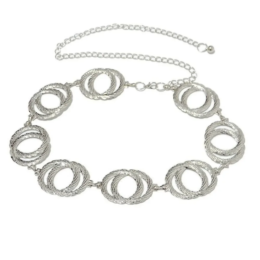 Gold and Silver Women Big Double O Ring Waist Chain Belt