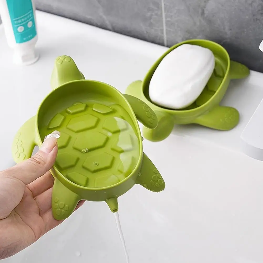 Diversion Drainage Soap Holder Anti-slip Soap Box Cute Turtle Shape Soap Holder Tray Anti-slip Bathroom for Home for Shower