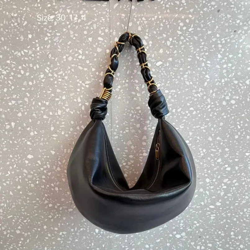 

2026 Designer Chic Leather Dumpling Half Moon Women Clutch Purse Fashion Chain Casual Commuter Tote Bag Trendy Shoulder Bag