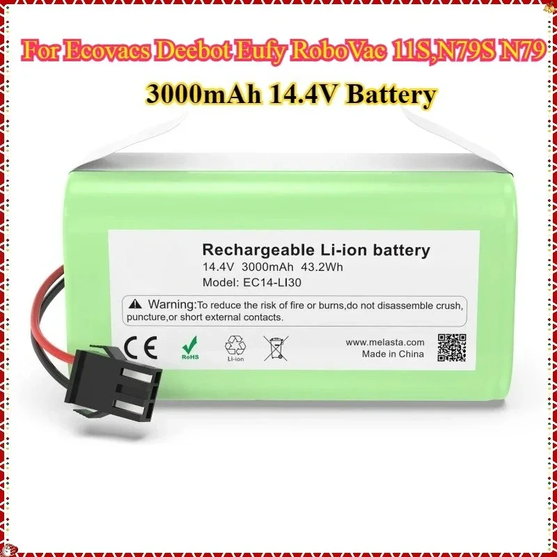 SWZY 2800mAh 14.4V Battery For Ecovacs Deebot Eufy RoboVac 11S,N79S N79 DN622 Conga 990 995 1090 1190 1790 Vacuum Cleaner