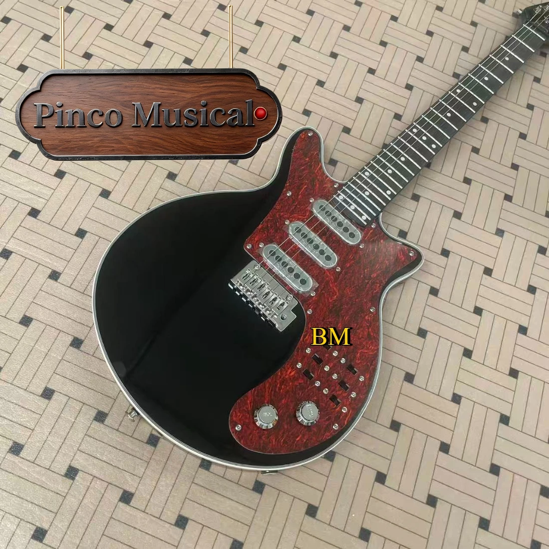 Queen Band Brian May Electric Guitar, 3 Tri-Sonic Single Coil Pickups, British Rock BM Custom Shape Guitar