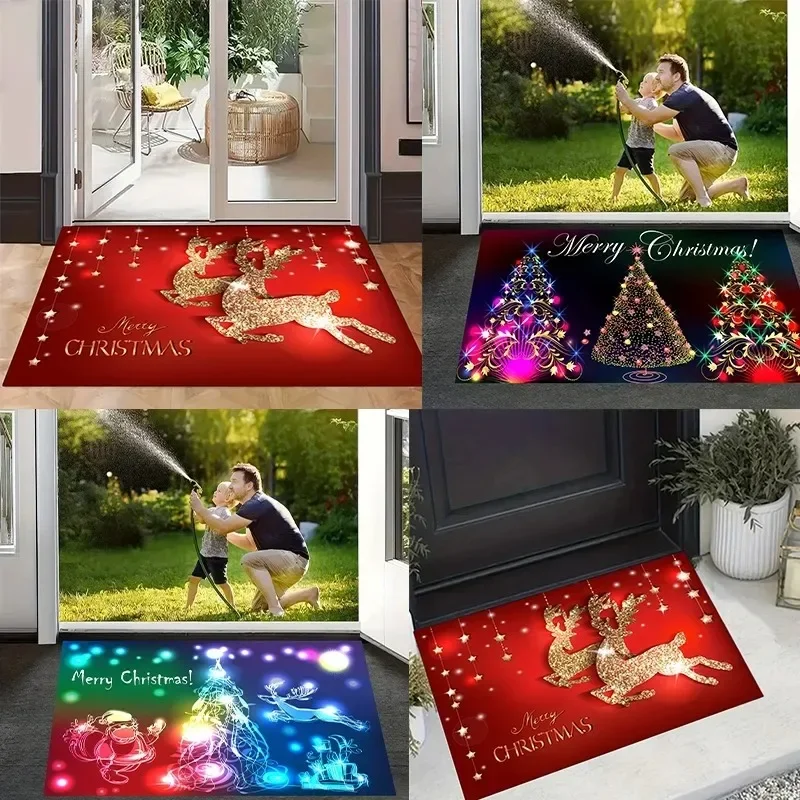 

Christmas Decor Doormats Floor Anti-Slip Welcome Tree Living Room Front Doormat for Indoor Outdoor Home Garden Decoration 60x90