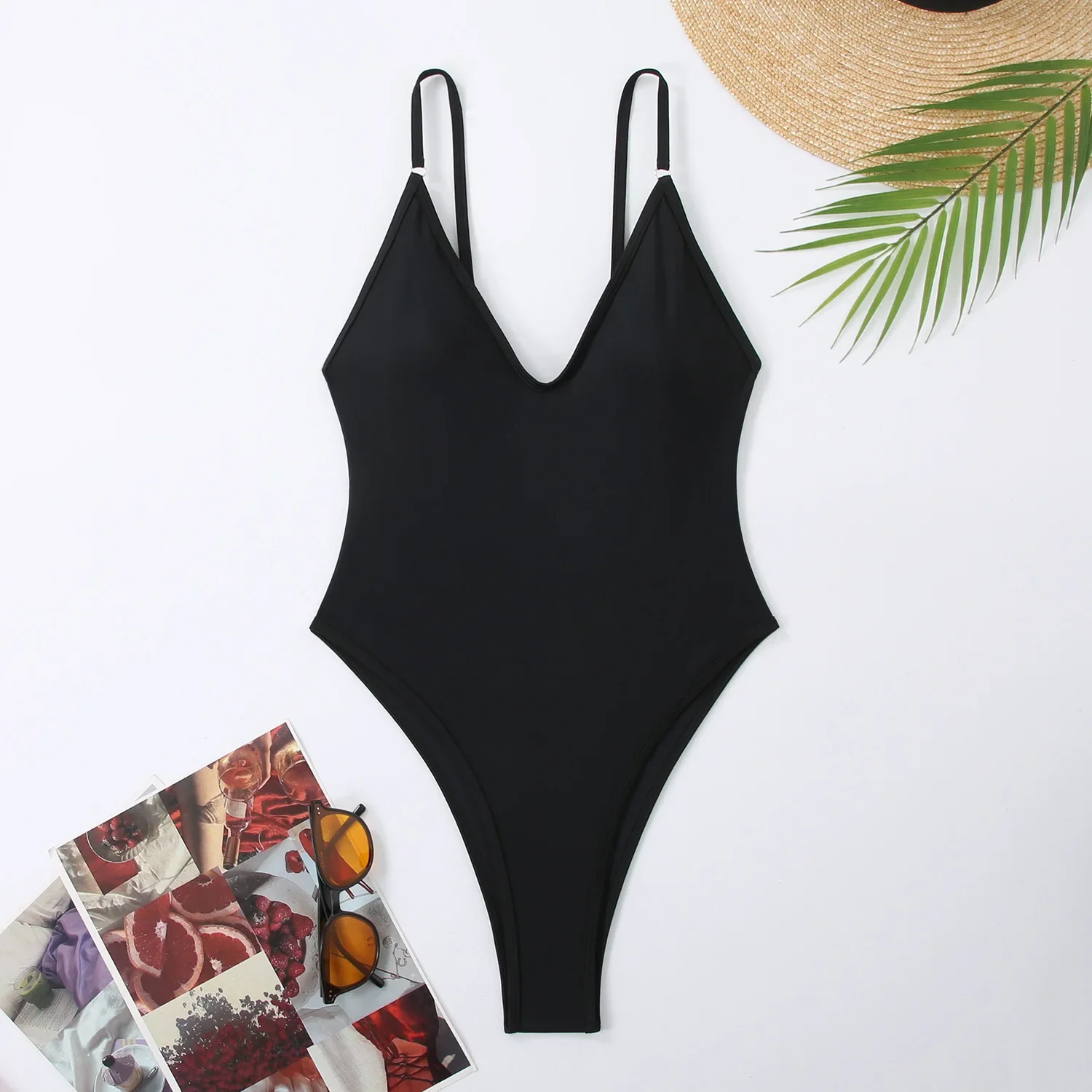 Nuevo Traje de baño de una pieza ajustado Sexy con correa ajustable para el hombro y cuello en V para mujer