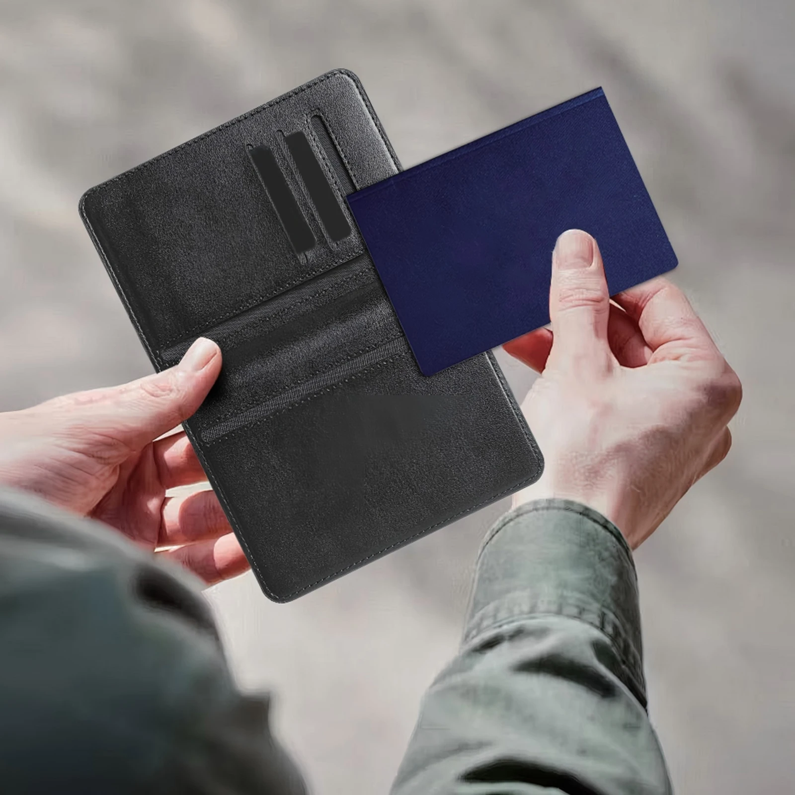 Location Network Anti-Lost Passport Cover Smart Tracker PU Leather Multi-Slot Card Holder Wireless Charging for Travel