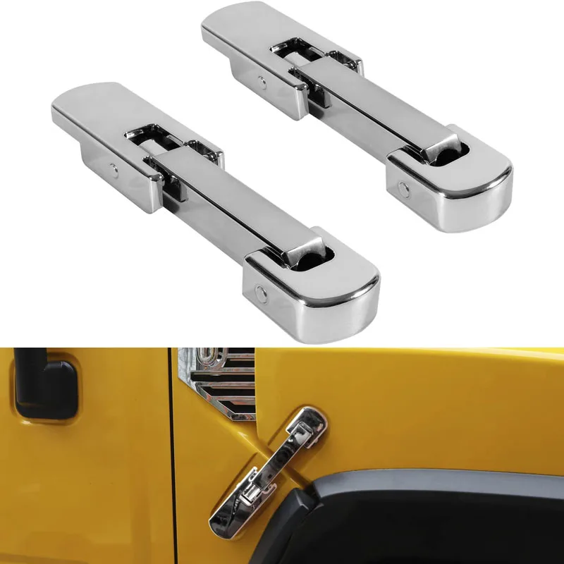 For Hummer H2 2003-2009 Billet Aluminum Chrome Hood Latch and Hood Latch Spring Set Silver (1pair)