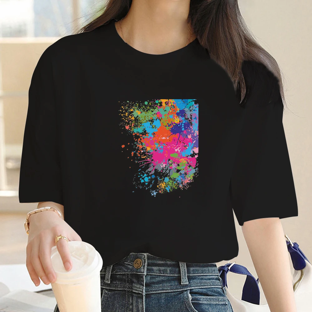 Camiseta feminina de manga curta estampa estética, roupa de rua com namoradas, blusa Harajuku casual, tendência da moda, Y2K