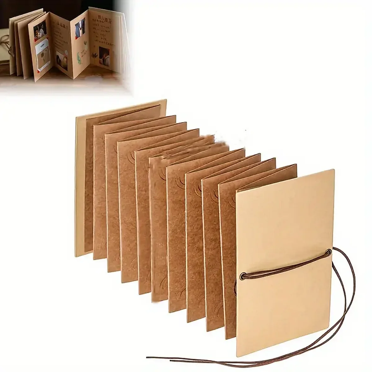 Stretchable Folding Scrapbook Album Set Accordion Style Notebook Photo Frame for Living Room Bedroom Memory Book Organization