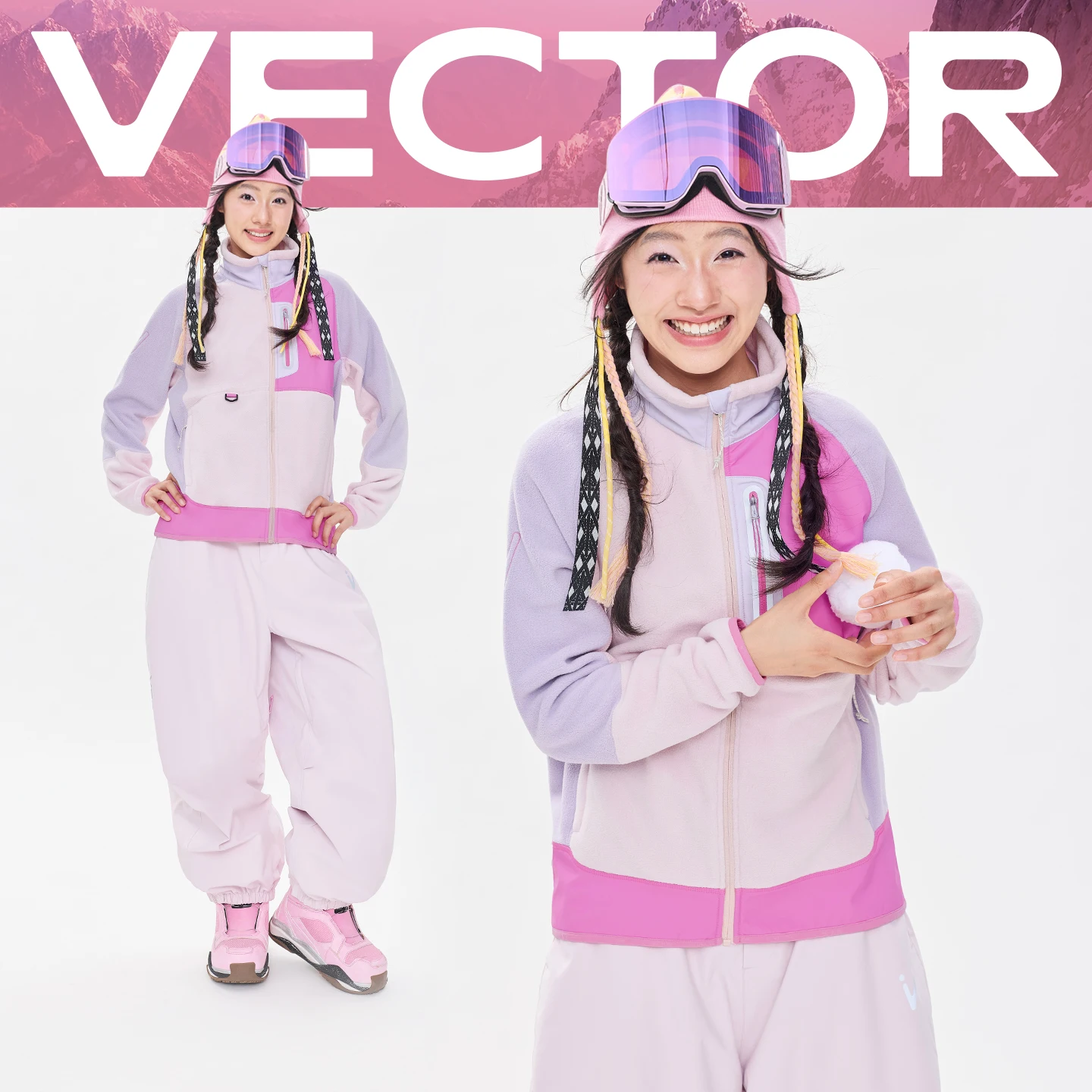 VECTOR Woman Color-block Fleece Jacket Autumn Winter Warm  Snowboard Ski Coats Fleece Cardigan Men Outdoor Sports Hiking Coats