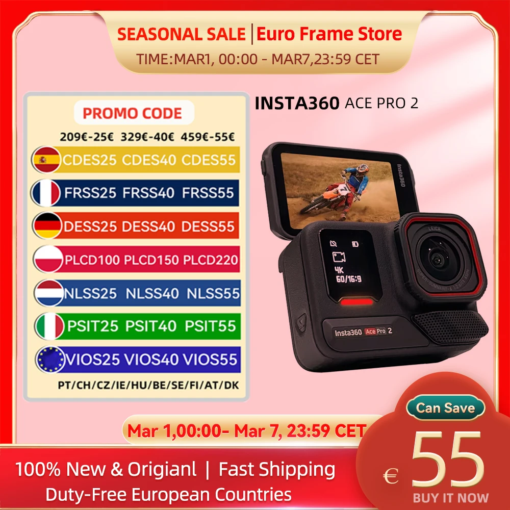 【EU-Lager】 Insta360 Ace Pro 2 8K Actionkamera Dual AI Chips, 1/1,3 Zoll Sensor AcePro 2 Neu