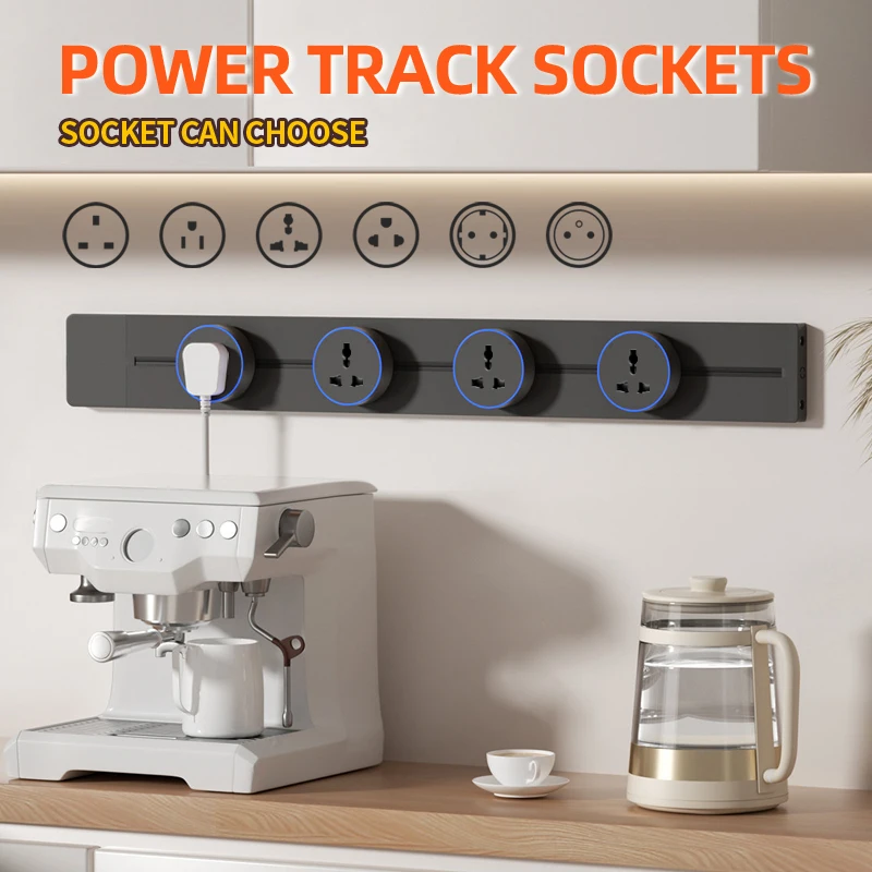 Kitchen Special Wall Track Socket 8000W High Power Support Rice Cooker Air Fryer Coffee Machine Simultaneous Use Surface Mount
