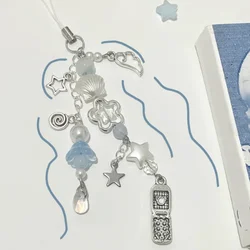 Shell beaded mobile phone charm lily of the valley handmade y2k keychain