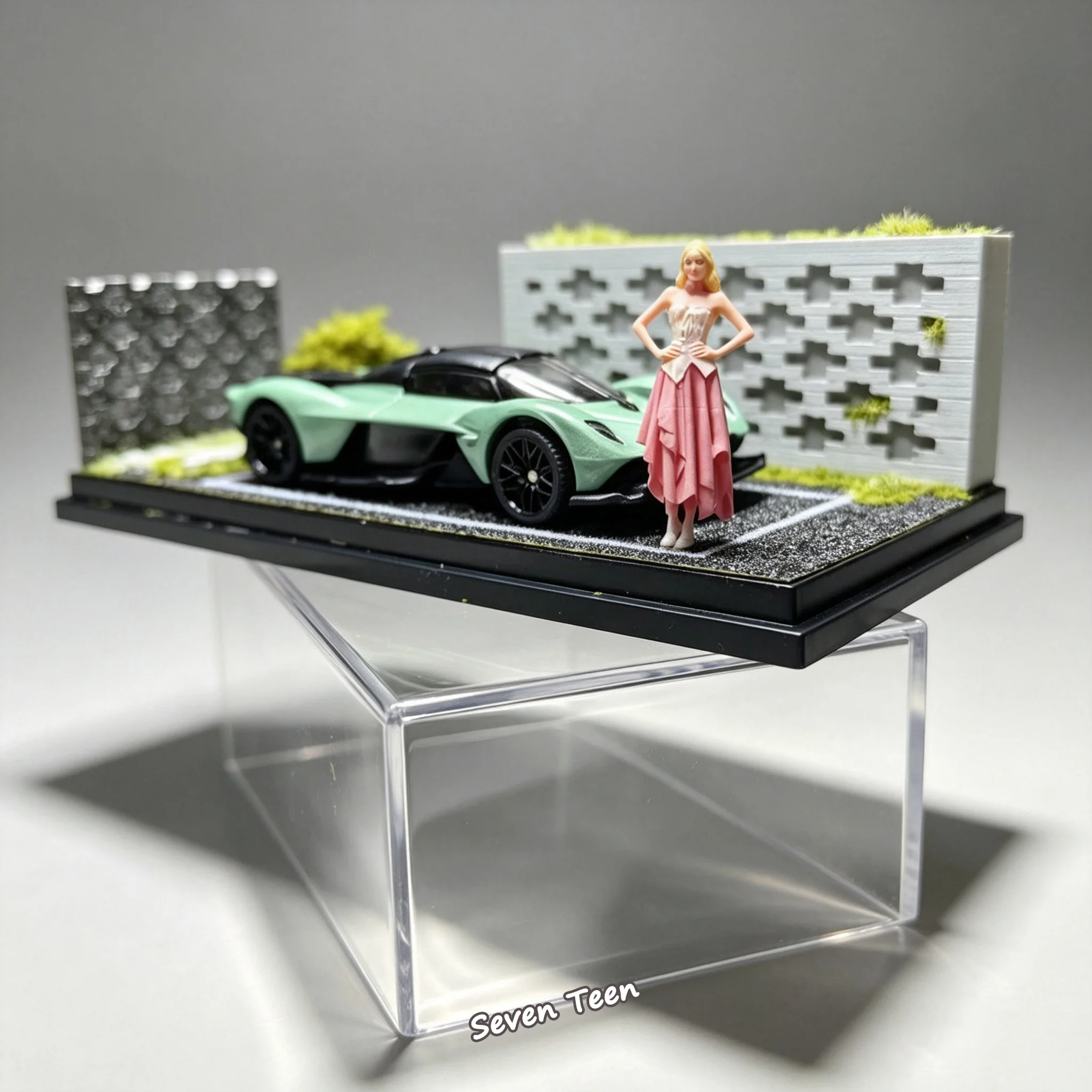 1:64 Scale Villa Park Scene Mini Car Model Acrylic Display Base Home Decor Photography Enthusiast Gift Collectible Gift