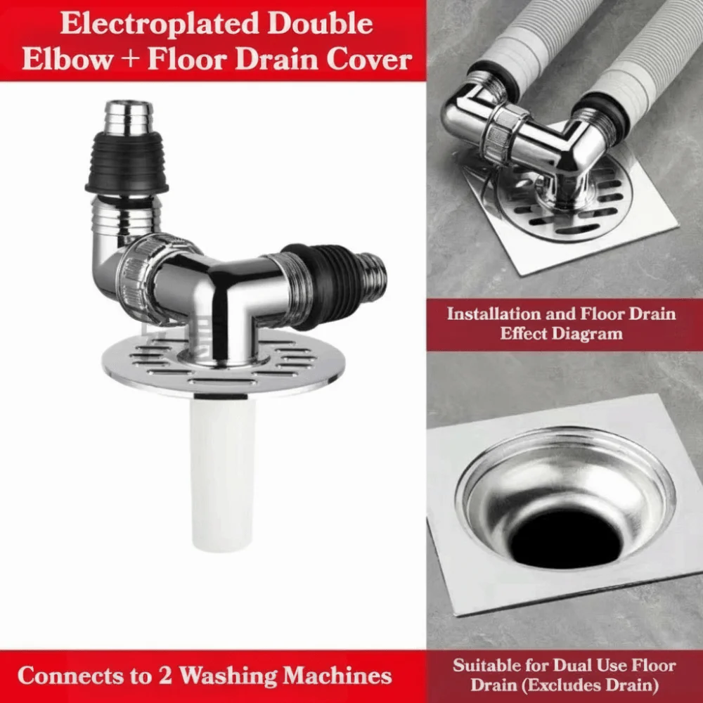 Plastic Washing Machine Drain Cover 2-In-1 Odor-Proof Universal Drain Adapter Three-Way Overflow-Proof Water Outlet Cover