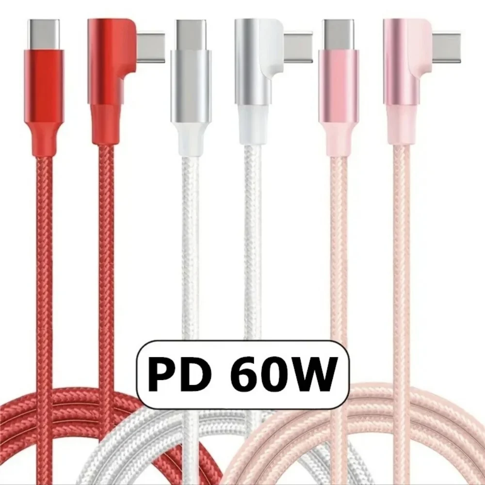 PD 60W 90-Grad-Winkel-USB-C-Kabel – Schnelles Lade- und Datenkabel für iPhone 17, Samsung, Xiaomi, Huawei – Typ-C-Schnellkabel
