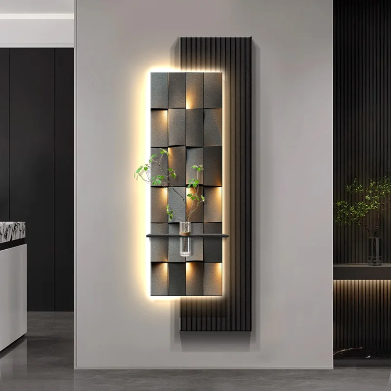 Light Luxury Hydroponic Green Plant Entrance Decoration Painting Abstract Corridor Painting High-end 3D Sandstone Wall Lamp