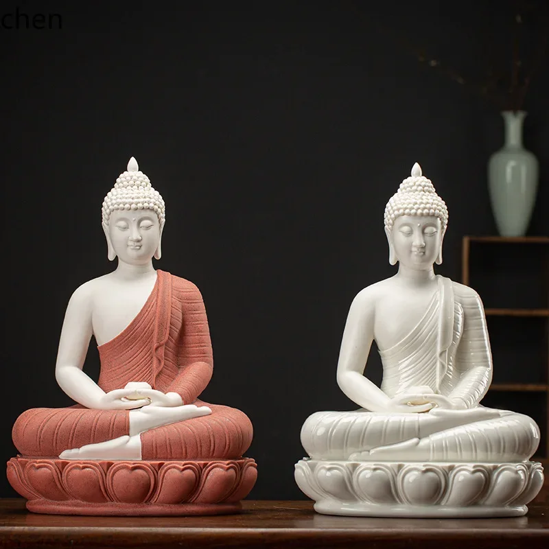 FX-22  chinese ceramic shakyamuni amitabha medicine buddha tathagata buddha statue ornament three jewels buddha seated statue