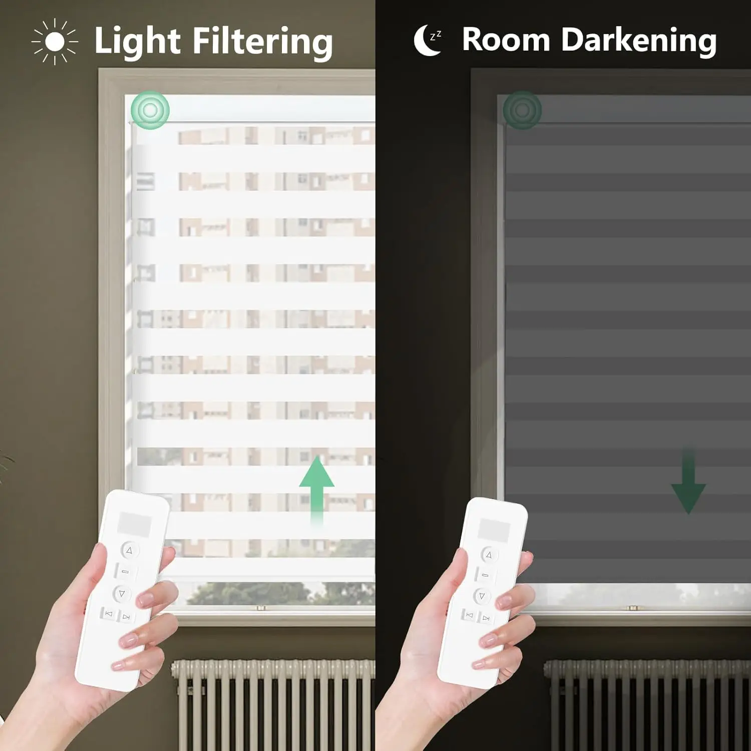 Automatic DIY Smart Motorized Chain Wireless TUYA Battery Powered Electric Horizontal Modern Plain Blackout Zebra French Window