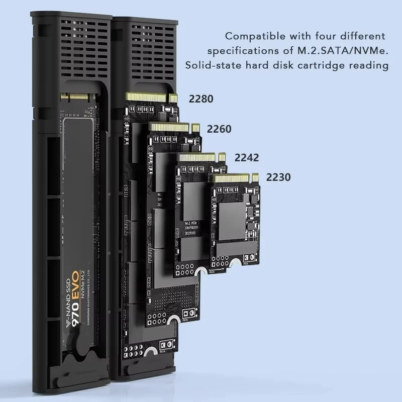 Carcasa Dual Bay NVMe SATA SSD M.2 caja de disco duro Dual NVMe 10Gbps USB C 3,2 GEN2 adaptador de caja de disco duro externo de aluminio