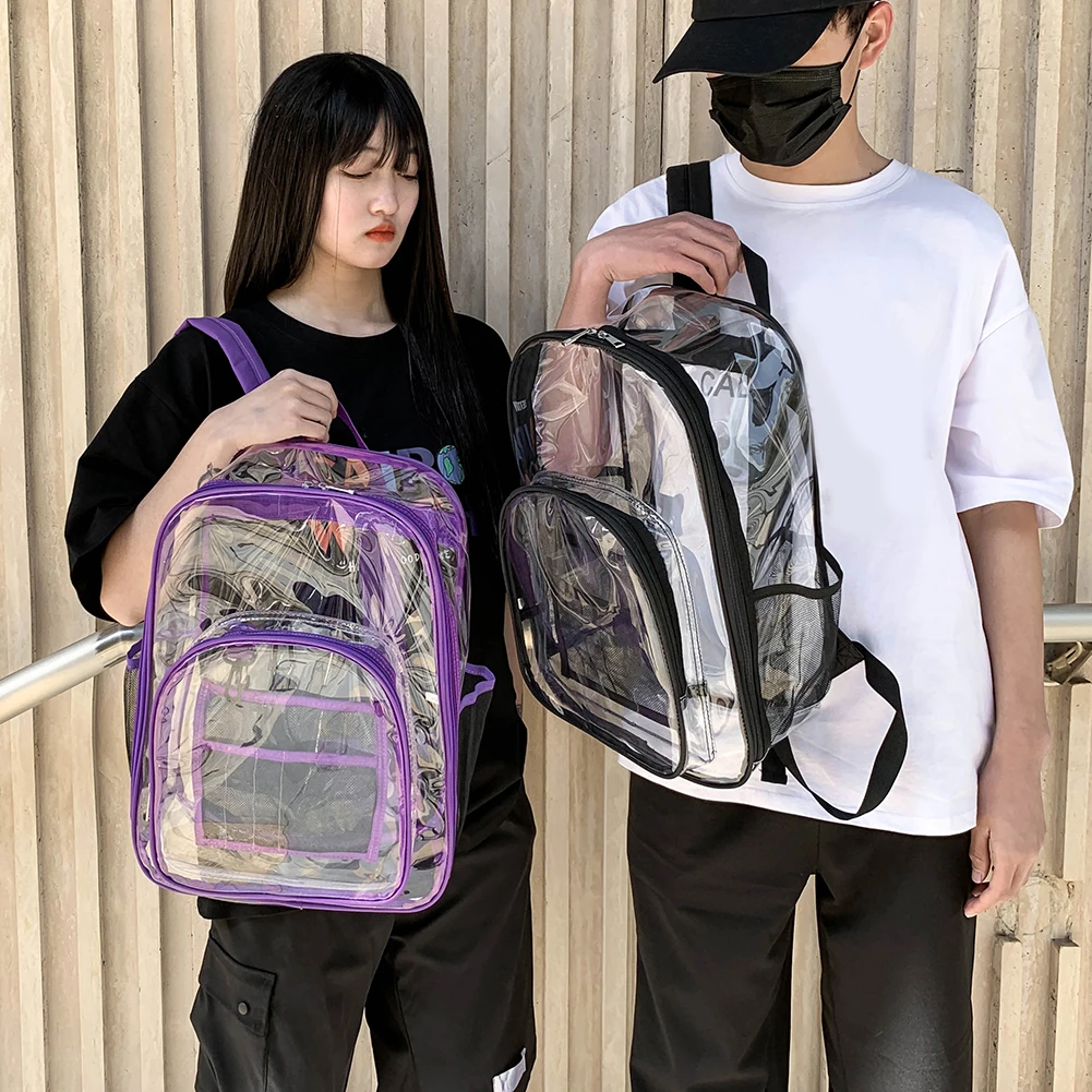 

Environmentally Friendly Pvc Transparent Backpack Women Transparent PVC Bag Clear Large Capacity Fitness Bag