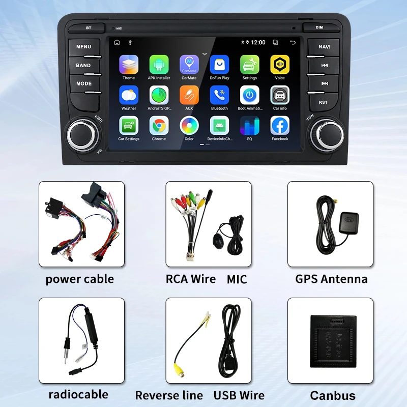 For Audi A3 8P S3 RS3 2003-2012 Android 11 Car Radio Multimedia Playback Video Player GPS Navigation Carplay, 4G, WiFi, DSP