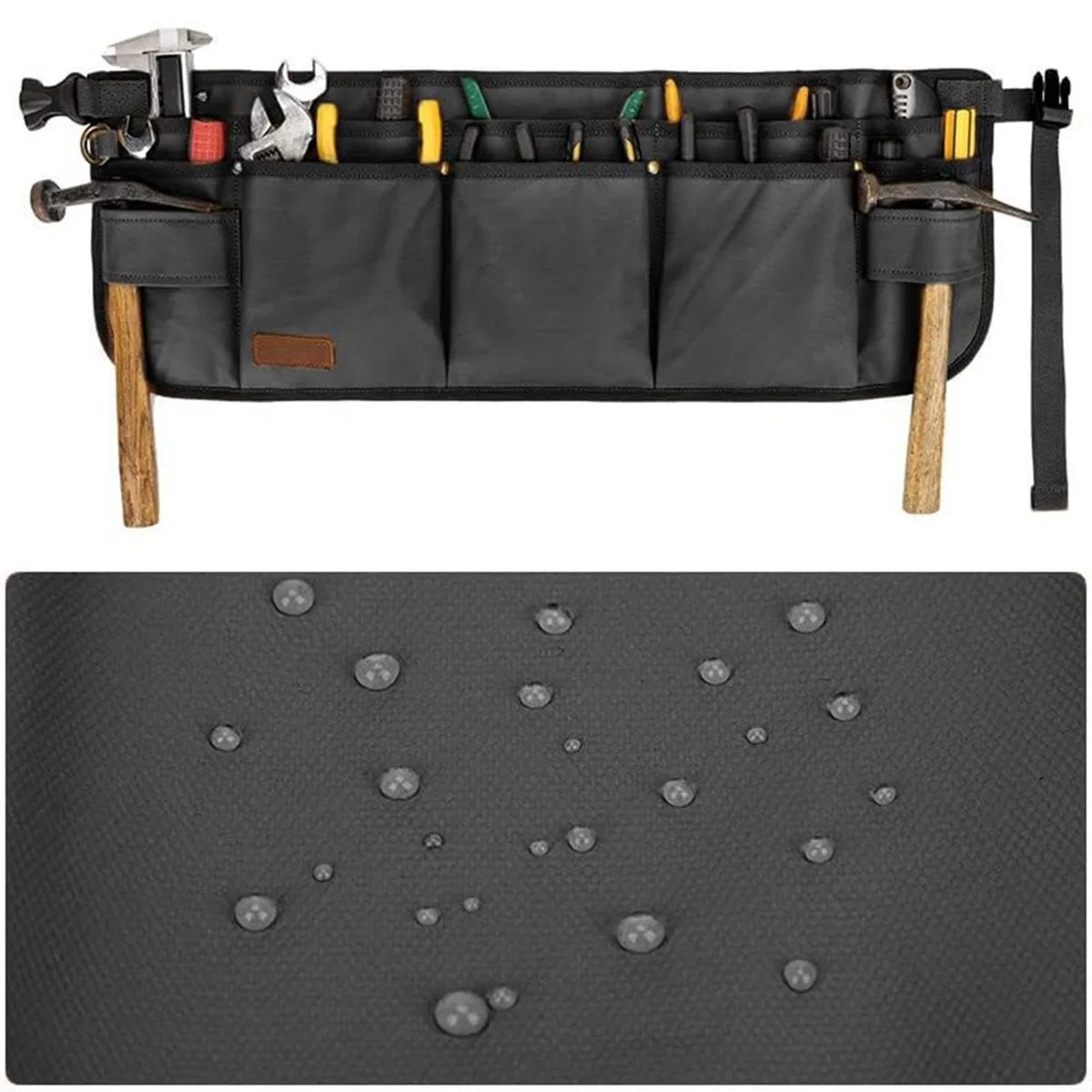 AA98 Tool Belt Pouches for Men Utility Belt Electrician Tool Bag Canvas Gardening Waist Tool Pouch with 13 Pockets Black view 4
