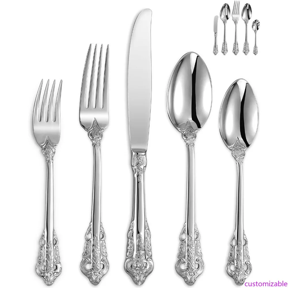 

KEAWELL Набор столовых приборов из нержавеющей стали 18/10 из 45 предметов, сервис на 8, зеркальная отделка, античный дизайн в стиле барокко, можно мыть в посудомоечной машине