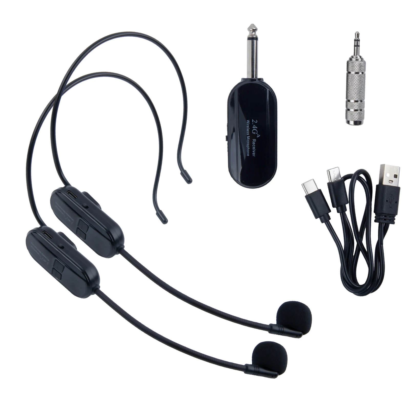 2.4G 2 Channels Wireless Headset Mic 50M Range For Speaker Voice Teaching Yoga Head Mounted Microphone  Pro Audio Equipment