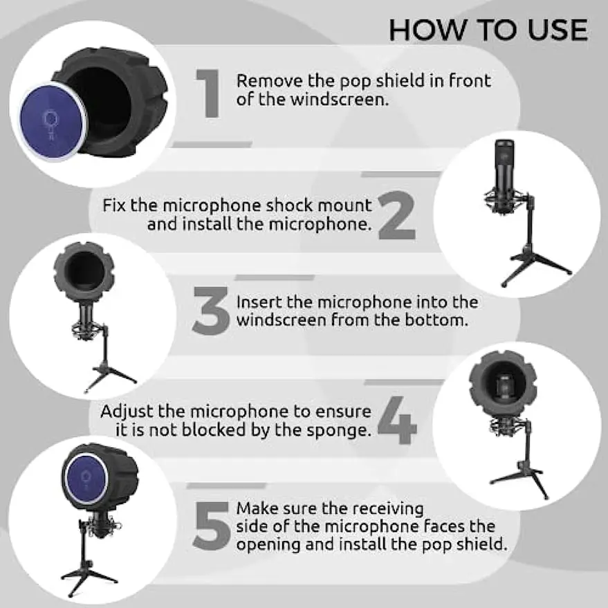 Microphone Pop Filter, Wind Shield Acoustic Filter , Vocal Isolation Foam Ball, Noise Canceling Sponge Microphone Windscreen view 6