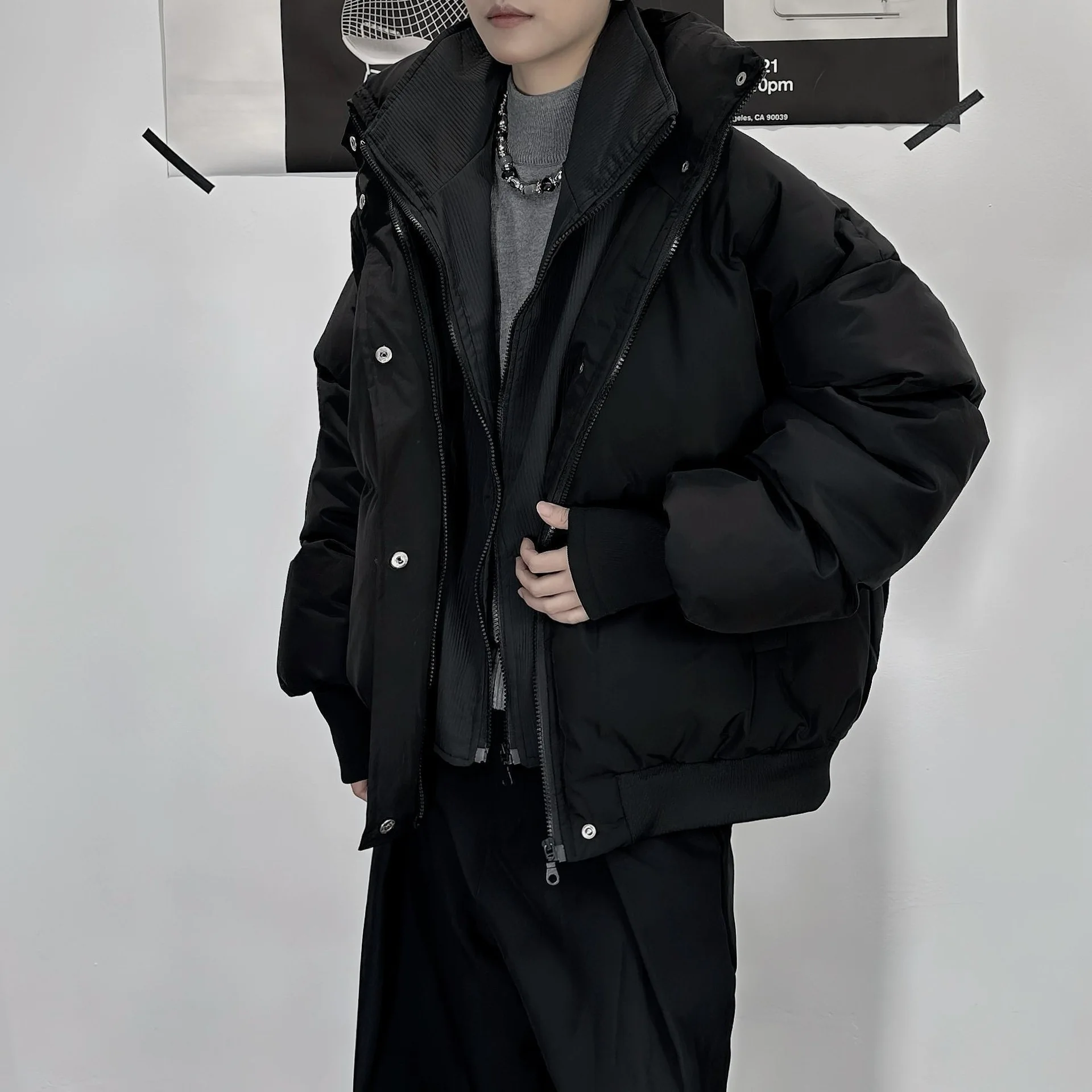 

Мужская стеганая куртка из двух частей с воротником-стойкой, новая высококачественная короткая куртка, новый модный легкий свободный и теплый зимний дизайн