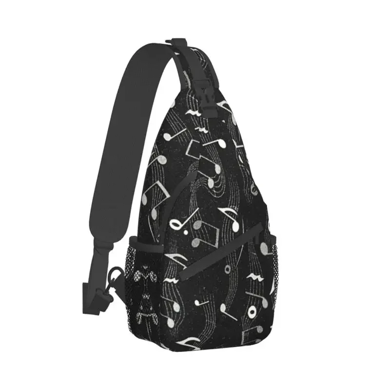 Music Notes Print Sling Chest Crossbody Bag Men Fashion Music Piano Shoulder Backpack for Travel Cycling