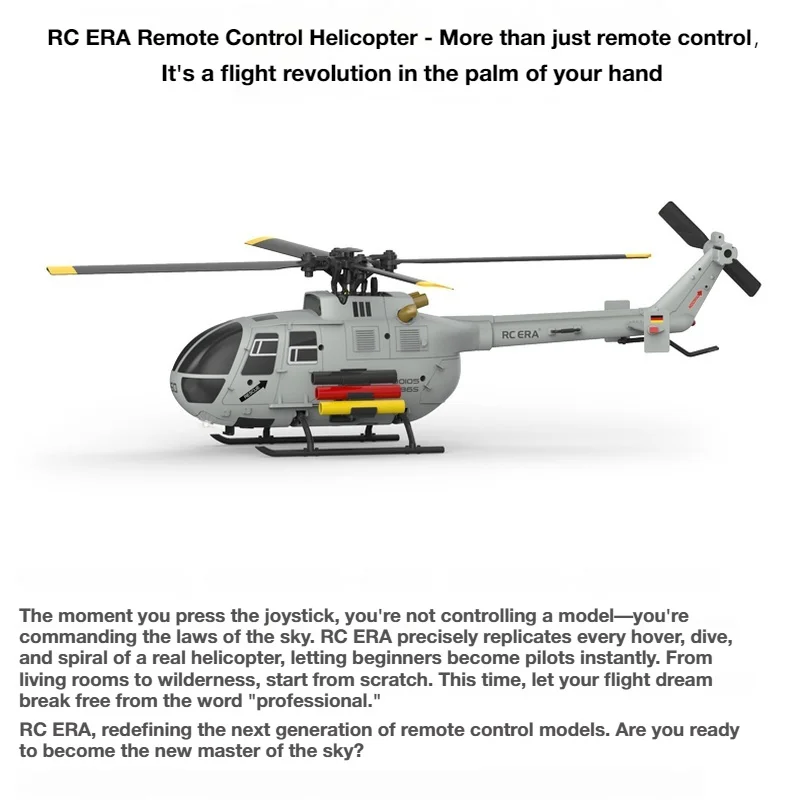 RC ERA C186S Afstandsbediening Helikopter Zes-Pass Simulatie Borstelloos Vluchtmodel BO105 Optische Stroom Positionering Jongen Speelgoed Cadeau