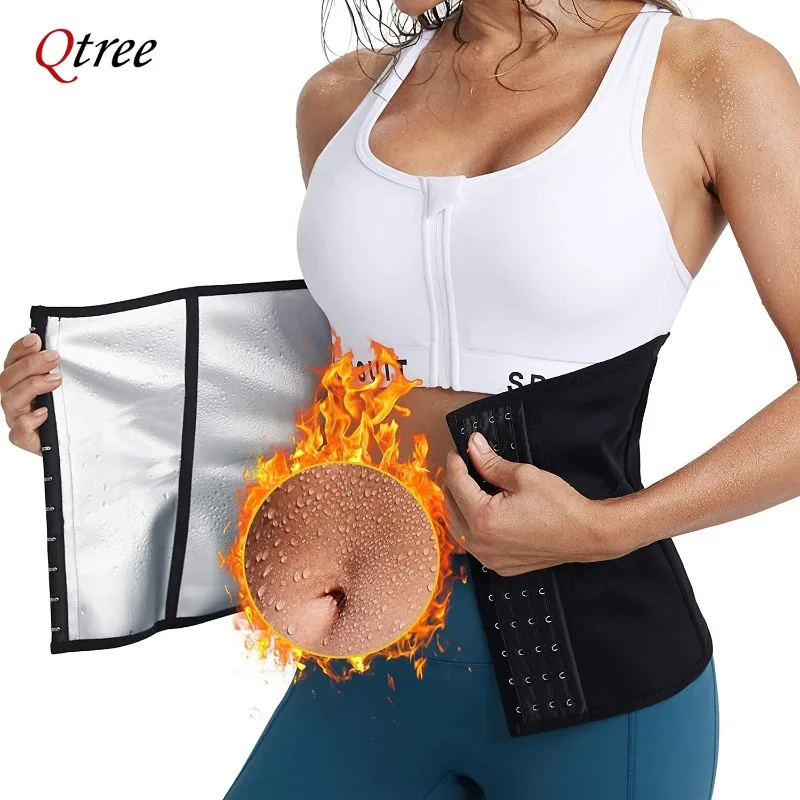 

Qtree Women Sauna Waist Trainer Trimmer Belt Workout Gym Sweat Belly Band Slimming Body Shaper Corset Weight Loss Fitness Girdle