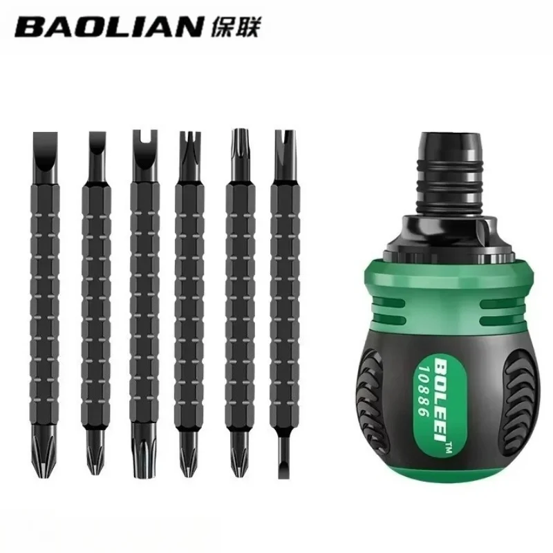BAOLIAN Ratchet Screwdriver Precision Wireless Cordless Magnetic Mini Handle Portable Manual Hand Tool for Home Household Repair