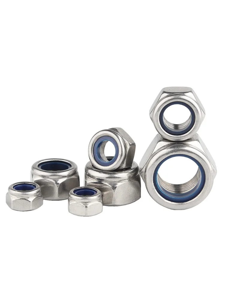 UNC UNF 304 / 316 Stainless Steel Hex Nylon Insert Lock Nut Self-locking Locknut 4# 6# 8# 10# 1/4-20 5/16-18 3/8-16 1/2-13