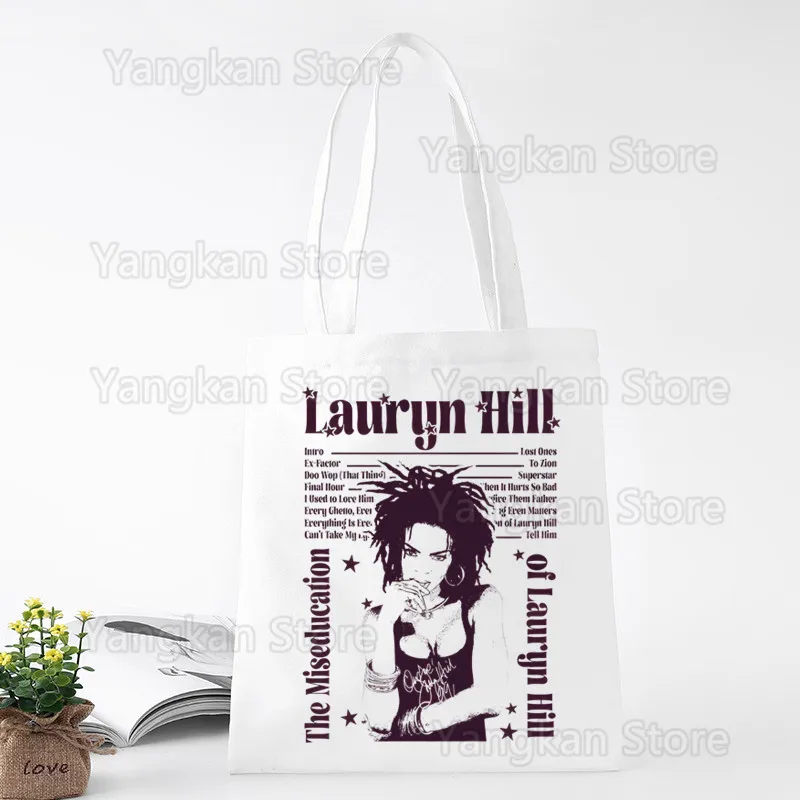 Lauryn Hill The Fugees Harajuku Canvas Women's College Reggae Fusion Soul Music Ulzzang Black Large Capacity Shoulder Bags